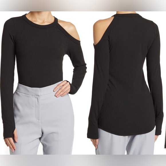 Renee C Rib Cutout Long Sleeve Tee - Picture 3 of 6